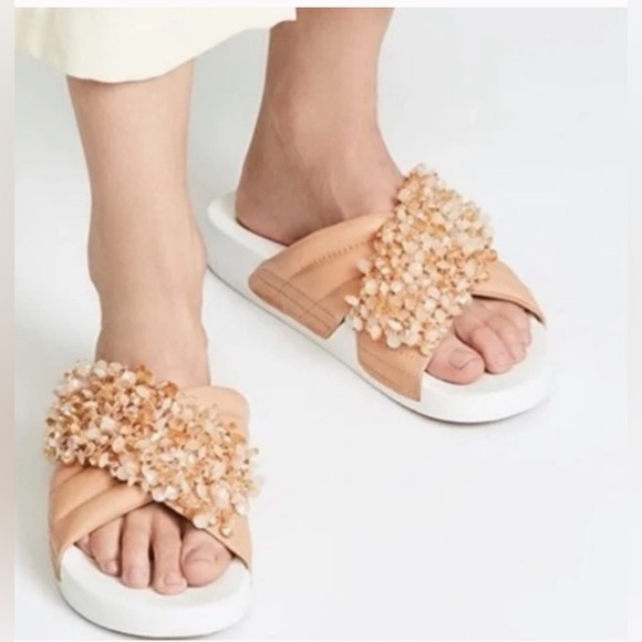 Tory Burch Shoes - TORY BURCH LOGAN EMBELLISHED SLIDE SANDALS Sz 7 Women’s